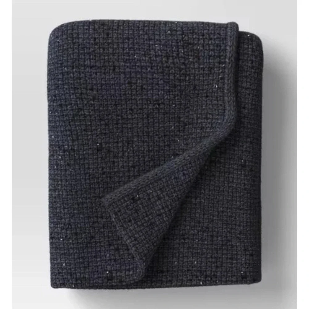 Threshold Marled Knitted Throw Blanket Gray/Blue- 50in x 60in‎ Machine Washable